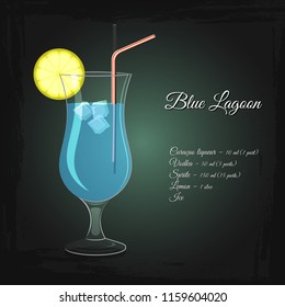 Blue Lagoon alcohol cocktail vector