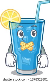 Blue lagoon cocktail cartoon character style having strange silent face
