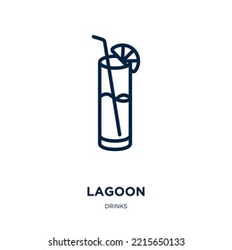 blue lagoon icon from drinks collection. Thin linear blue lagoon, lagoon, landscape outline icon isolated on white background. Line vector blue lagoon sign, symbol for web and mobile