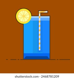 A Blue Lagoon Mocktail with a straw and a slice of lemon on top. The image has a playful and lighthearted mood