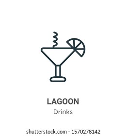 Blue lagoon outline vector icon. Thin line black blue lagoon icon, flat vector simple element illustration from editable drinks concept isolated on white background