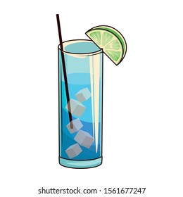 blue lagune cocktail icon over white background, vector illustration