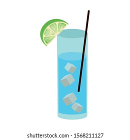 blue lagune cocktail icon over white background, vector illustration