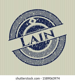 Blue Lain rubber seal with grunge texture