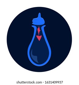 blue lamp bulb logo image on dark circle - vector illustration- creative light bulb graphic icon.