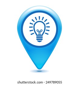 blue lamp bulb pointer icon - vector illustration