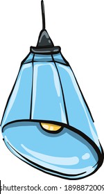 Blue lamp, illustration, vector on a white background.