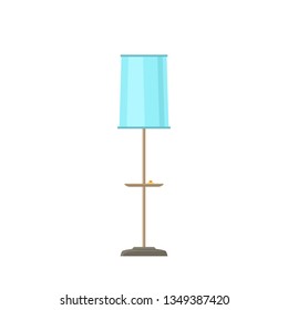 Blue Lamp With Pink Lamp Shade Isolated On White Background, Vector Illustration