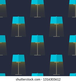 Blue lamp seamless pattern. Home decor. Vector illustration.