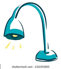 Lámpara azul con luz de color amarillo, vector, dibujo de color o ilustración.