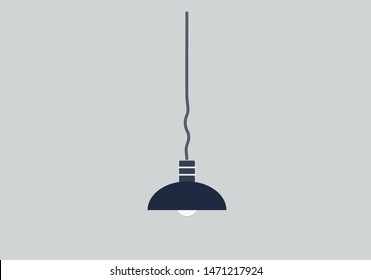 blue lampshade and lamp isolated vector image of home element of interior in flat style