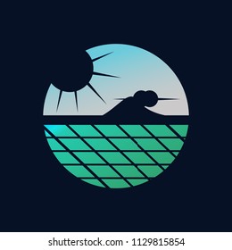 blue landscape into circle simple logo design template