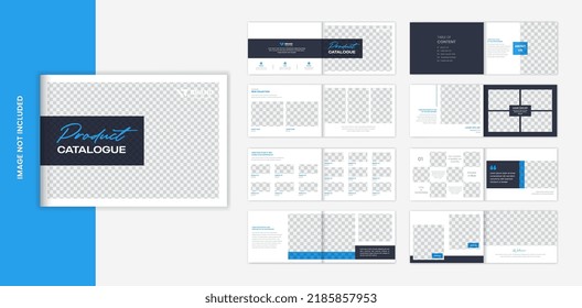 Blue Landscape Product Catalog Brochure Design With Modern Shapes Vector