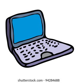 blue laptop computer isolated on white background