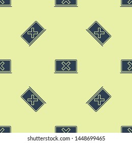 Blue Laptop and cross mark on screen icon isolated seamless pattern on white background. Error window, exit button, cancel, 404 error page not found concept.  Vector Illustration