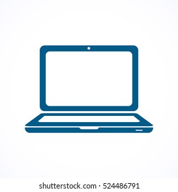 Blue laptop flat Icon.