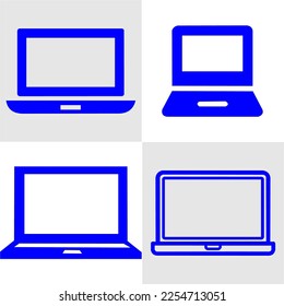 Blue laptop icon with various types