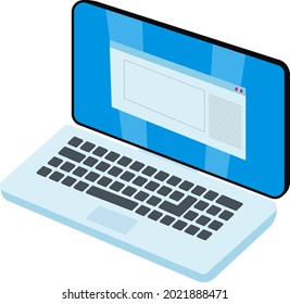 Portátil azul, ilustración, vector sobre fondo blanco.