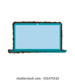 blue laptop technology electronic gadget sketch vector illustration eps 10