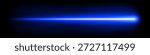 Blue laser beam, moving light streak ray, glowing comet light flare, vector illustration.