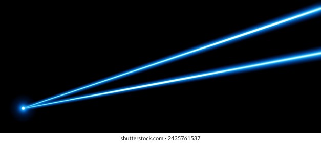 Blauer Laserstrahl auf dunklem Hintergrund, Vektor-Illustration