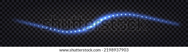 Blue laser\
beam, wave swirl swoosh, neon glowing light effect. Light trail\
with sparkles, electric futuristic techno design element isolated,\
luminous wave. Vector\
illustration