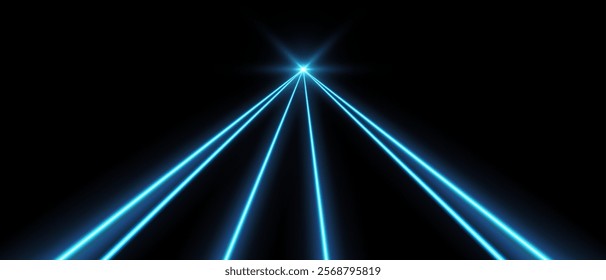 Blue laser beams, concert or nightclub spotlights light effect