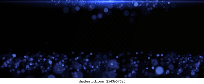 Blue laser beams isolated on black background. Abstract light effect. Blue lens flash. Horizontal rays glowing in the dark. Light Speed ​​vector illustration, road.