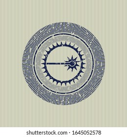 Icono de láser azul en el interior del retén de caucho con textura gruesa