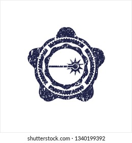 Blue laser icon inside distressed grunge stamp