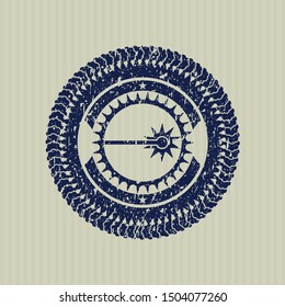 Blue laser icon inside rubber grunge stamp