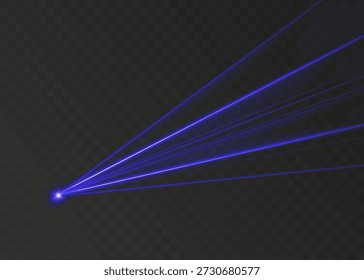 Blue laser light beam stage background for club. Led spotlight show for dance music event. Nightclub lazer rays from strobe for stadium or theater. Abstract realistic bright flash performance.