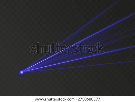 Blue laser light beam stage background for club. Led spotlight show for dance music event. Nightclub lazer rays from strobe for stadium or theater. Abstract realistic bright flash performance.