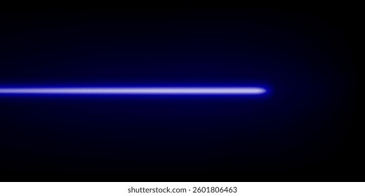 Blue laser line shining the dark background