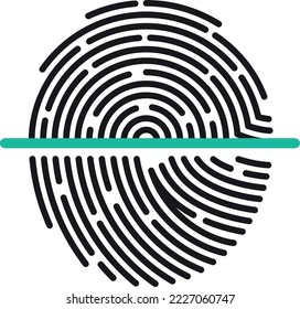 Blue laser scanning fingerprint. Data protection icon