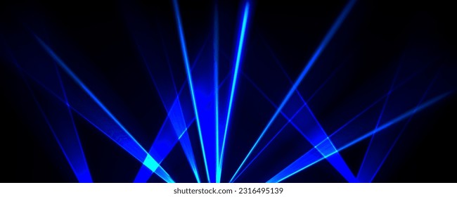 Blue laser show light beam effect for disco party vector background. Nightclub abstract bright ray with sparkle, blink and glow border. Entertainment arena festival or concert lighten texture