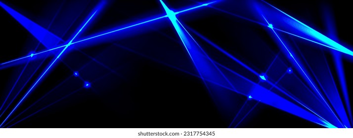 Blue laser show light beam effect for disco party vector background. Nightclub abstract bright ray with sparkle, blink and glow border. Entertainment arena festival or concert lighten texture