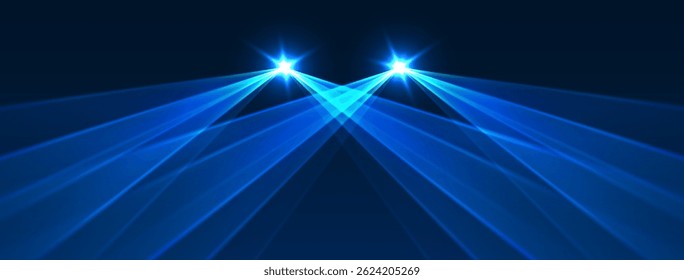 Fondo azul del laser., rayos brillantes o haces de neón, telón de fondo futurista brillante.