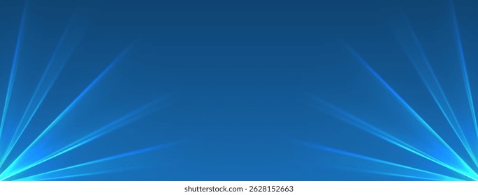 Fondo azul del laser., rayos brillantes o haces de neón, telón de fondo futurista brillante.