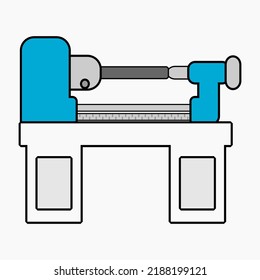 Blue Lathe Machine Icon flat design turning machine Lathe machine used for machining and manufacture an iron product Lathe machine icon used for presentation, apps, 