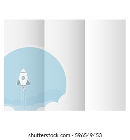 Blue launching rocket triptych for on-line business