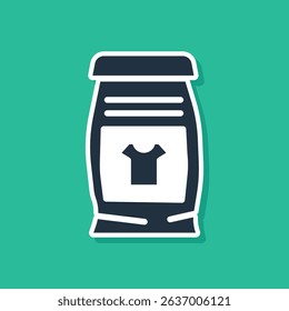 Blue Laundry detergent for automatic wash machine icon isolated on green background.  Vector