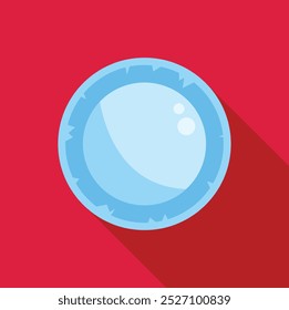 Blue laundry detergent pod for washing machine on red background with shadow