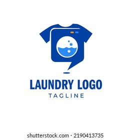 Blue laundry washing machine logo, suitable for cleaning business