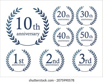 Blue laurel wreath anniversary emblem