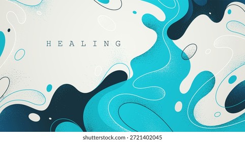 Fondo abstracto de flujo de Formas de lava azul, Fondo de pantalla de Vector con Formas líquidas que fluyen en movimiento dinámico, abstracción de curvas de agua ondulada.