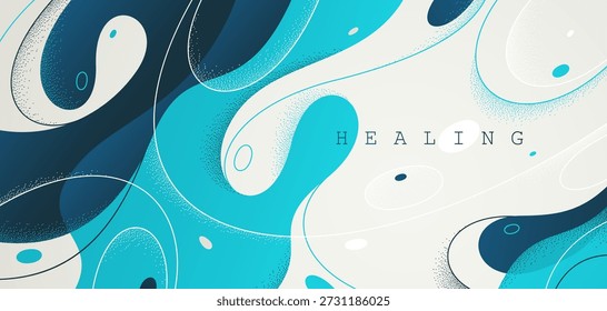 Fondo abstracto de flujo de Formas de lava azul, Fondo de pantalla de Vector con Formas líquidas que fluyen en movimiento dinámico, abstracción de curvas de agua ondulada.