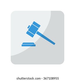 Blue Law Gavel icon on grey rounded square button on white