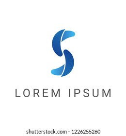blue layer letter s vector logo design template, curve layer symbol, vector illustration