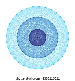 blue layered abstract object, geometric mandala formed by blue lines, each point is connected with all other points